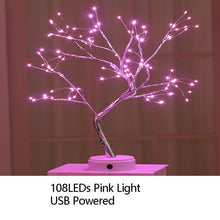 Load image into Gallery viewer, Night Light Home Decoration Bonsai Style Party Cherry Tree Shape LED Light DIY Firework Christmas Gift Plants Switch Copper